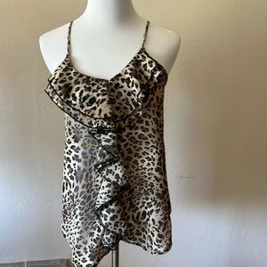 Leopard print ruffle tank top